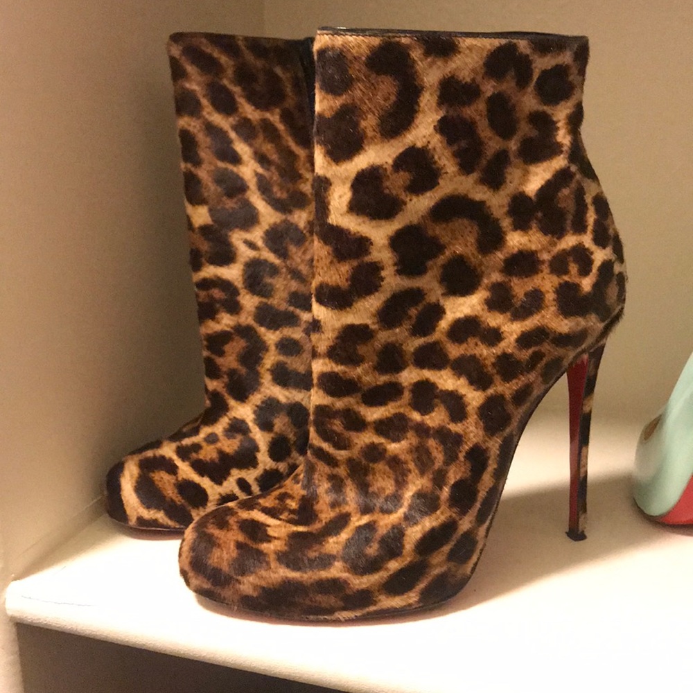 Christian Louboutin Calf Hair Leopard Ankle Boot